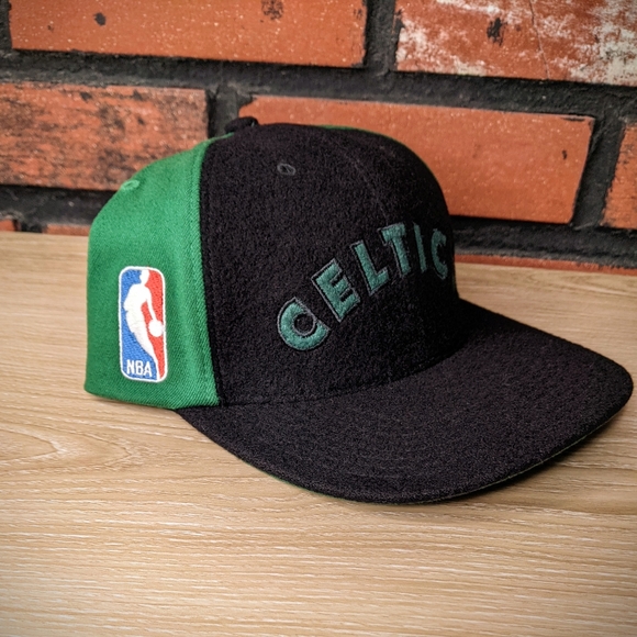 Vintage Nike Boston Celtics Hat Baseball Cap Flex Fitted L Large 7⅜ 7½ 7⅝ VTG Bk - Picture 2 of 7
